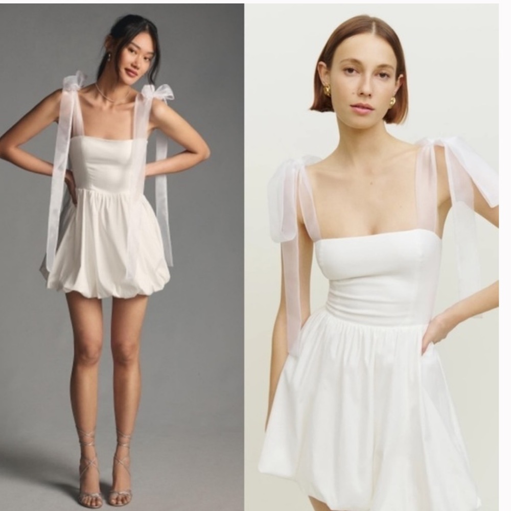 Reformation Enza Romantic White Mini Dress size 10